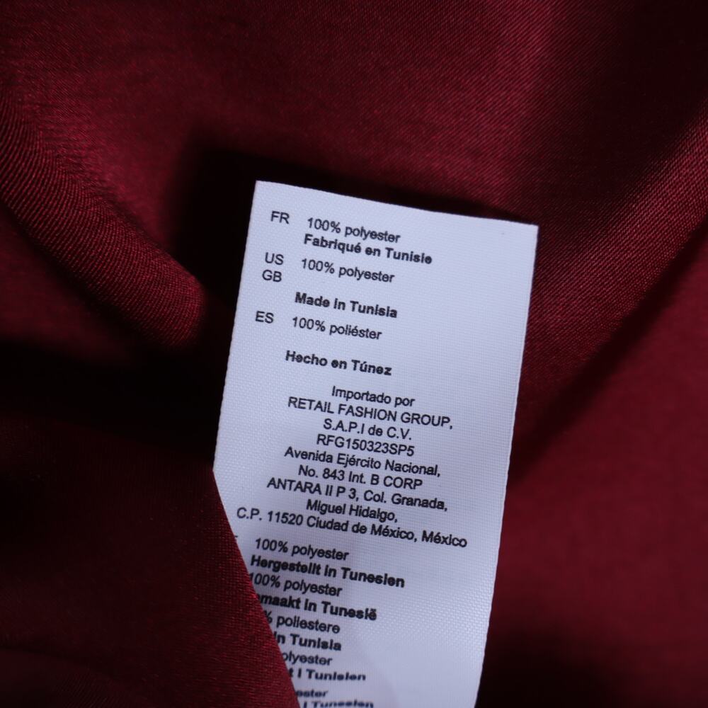 SANDRO Red Titanic Midi Dress Ruched Satin Bordeaux Sleeveless Women's 36/US 4 - Picture 10 of 11